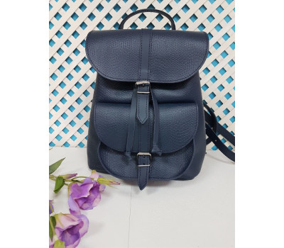 Рюкзак жіночий "ВОЯЖ" натуральна шкіра, синій матовий під рептилію