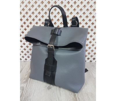 Рюкзак-сумка "Бонд" натуральная кожа, серый флотар