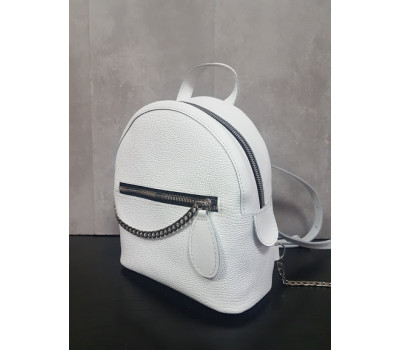 Рюкзак "Шайн" натуральна шкіра, білий з рептилією