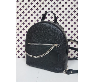 Рюкзак "Шайн" натуральна шкіра, чорна матова з тисненням під перли