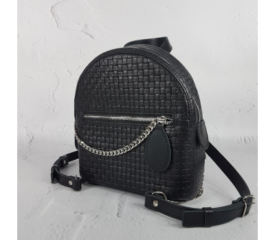 Рюкзак "Шайн" натуральна шкіра, чорна "Венето"