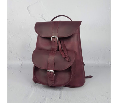 Рюкзак жіночий "ВОЯЖ" натуральна шкіра, бургунди Crazy Horse