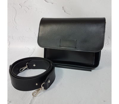 Поясная сумка "Армандо" натуральная кожа, черная матовая