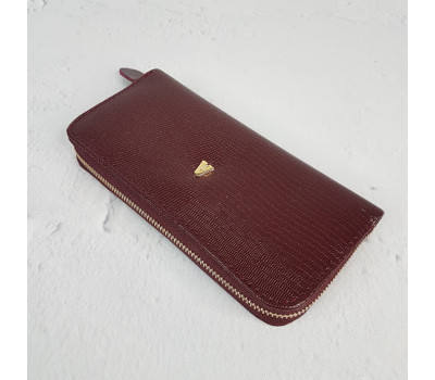 Портмоне натуральна шкіра, бургунди рептилія