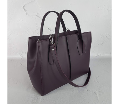 Сумка жіноча "ФОРТА" натуральна шкіра, баклажан суперматовий