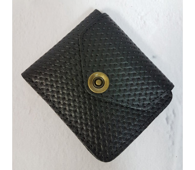 Портмоне натуральная кожа, черная с тиснением под плетенку