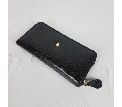 Портмоне натуральная кожа,черная под рептилию