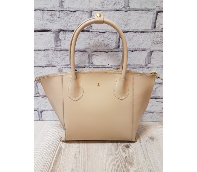 Сумка жіноча "фолд" натуральна шкіра, слонова кістка з рептилією глянець