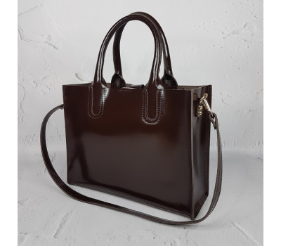 Сумка жіноча "СОЛО" натуральна шкіра, шоколадний глянець