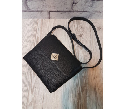 Сумка жіноча "СТРИТ" натуральна шкіра, чорний флотар