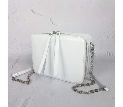 Сумка женская "КВАДРО" натуральная кожа, белая матовая