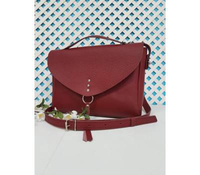 Сумка женская "Дороти" натуральная кожа, коралловая матовая,клапан рептилия