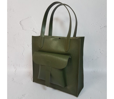 Сумка жіноча "ГАРДА" натуральна шкіра, хакі з тисненням "перли"