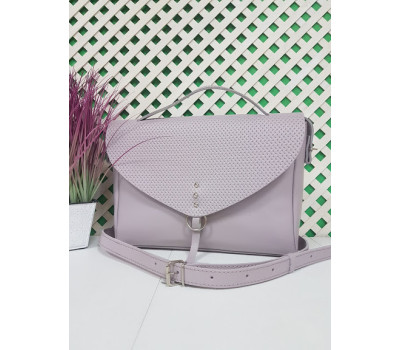 Сумка женская "Дороти" натуральная кожа, светло-сиреневая матовая клапан плетенка