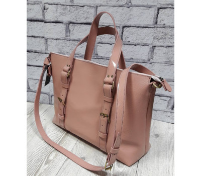 Сумка "Монако" натуральна шкіра, рожева під рептилію