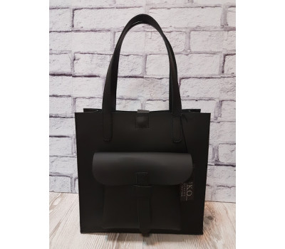 Сумка жіноча "ГАРДА" натуральна шкіра, чорна суперматовая з червоною підкладкою