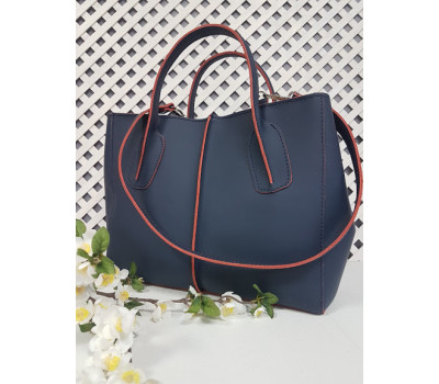 Сумка жіноча "ФОРТА" натуральна шкіра, синя з червоним