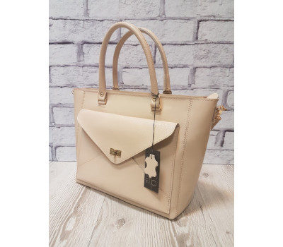 Сумка жіноча "Бона" натуральна шкіра, слонова кістка з рептилією