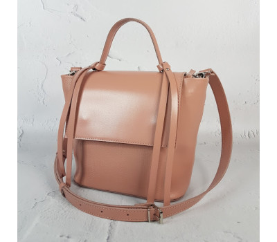 Сумка женская "Керри" натуральная кожа, розовая матовая с рептилией