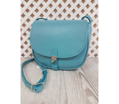 Сумка жіноча "Ріміні" на замку, натуральна шкіра "Портофіно" бірюза