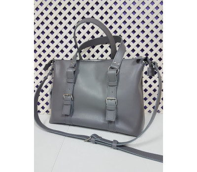 Сумка "Монако" натуральная кожа, серая матовая