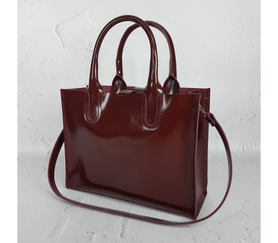 Сумка жіноча "СОЛО" натуральна шкіра, бургунди глянець