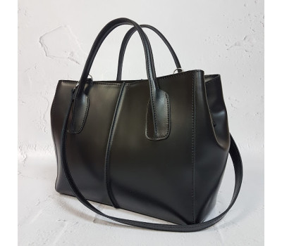 Сумка жіноча "ФОРТА" натуральна шкіра, чорна матова