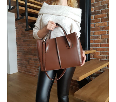 Сумка жіноча "ФОРТА" натуральна шкіра, коньячна матова