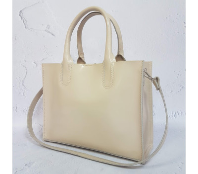 Сумка жіноча "СОЛО" натуральна шкіра, слонова кістка глянець