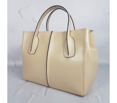 Сумка жіноча "ФОРТА" натуральна шкіра, слонова кістка матова