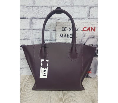 Сумка жіноча "фолд" натуральна шкіра, суперматовий баклажан