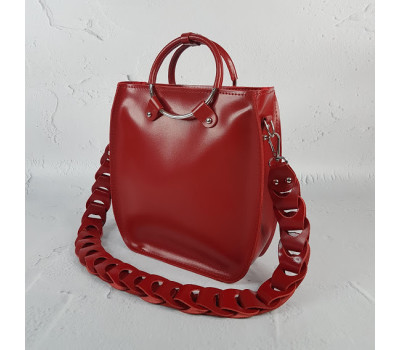Сумка жіноча "Мальва" натуральна шкіра, червона глянець