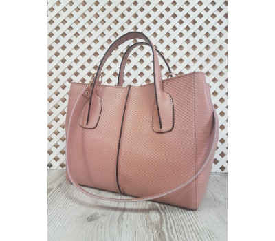 Сумка жіноча "ФОРТА" натуральна шкіра, рожева плетінка