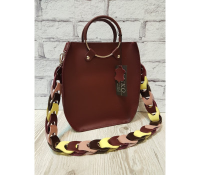 Сумка жіноча "Мальва" натуральна шкіра, бургунди матова