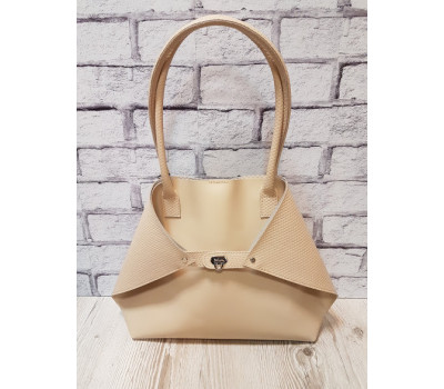 Жіноча сумка "Флай" натуральна шкіра, слонова кістка з кошиком