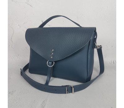 Сумка жіноча "Дороті" натуральна шкіра, сіро-синя матова