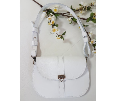 Сумка жіноча "ФЛОРА" натуральна шкіра, біла матова з рептилією