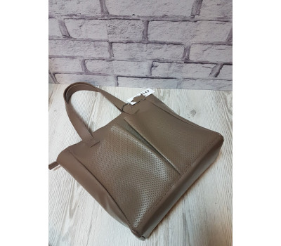 Сумка жіноча "Зета" натуральна шкіра, латте матова з кошиком
