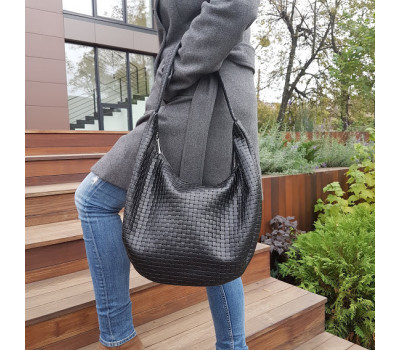 Сумка жіноча "Віола" натуральна шкіра, чорна тиснення Венето