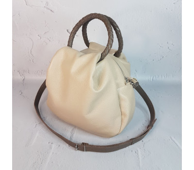 Сумка жіноча "Юта" натуральна шкіра, слонова кістка флотар