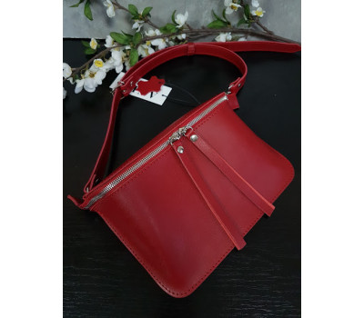 Сумка жіноча поясна "НЕКСТ" натуральна шкіра, червона "Портофіно"