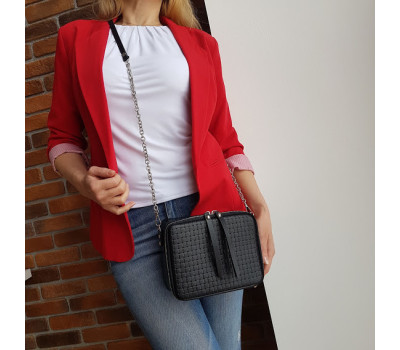 Сумка жіноча "КВАДРО" натуральна шкіра, чорна Венето