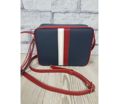 Сумка жіноча "КВАДРО" натуральна шкіра, синя матова комбінована