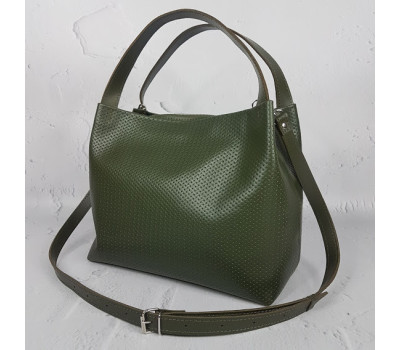 Сумка жіноча "Жаклін-плюс" натуральна шкіра, хакі плетінка