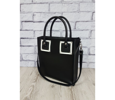 Сумка жіноча "Трініті" натуральна шкіра, чорна матова
