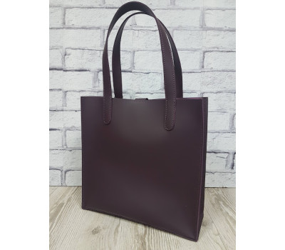 Сумка-пакет жіноча "Анет" натуральна шкіра, суперматовий баклажан