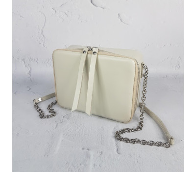 Сумка жіноча "КВАДРО" натуральна шкіра, слонова кістка гладка