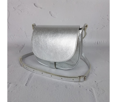 Сумка женская "Римини" натуральная кожа, серебряный флотар