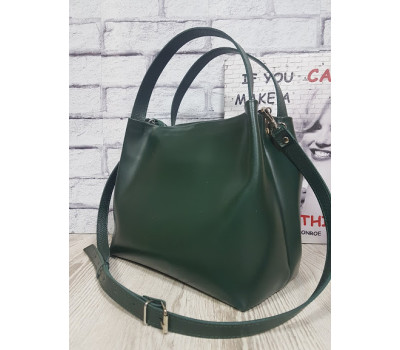 Сумка жіноча "Жаклін-плюс" натуральна шкіра, смарагдова матова