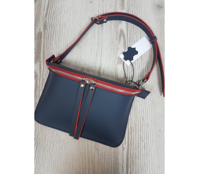 Сумка женская поясная "НЕКСТ" натуральная кожа, сине-красная